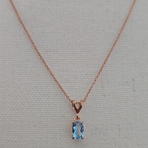 LEVIAN ROSE GOLD OVER SILVER BLUE TOPAZ PENDANT NECKLACE